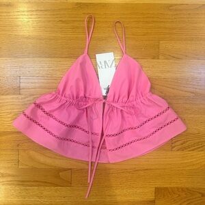Zara Pink Tie-Front Top - S
